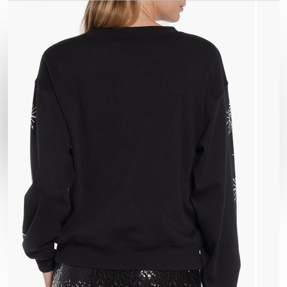WILDFOX SNOWFLAKE CODY RHINESTONE SWEATSHIRT LARGE BLACK SILVER - Picture 3 of 8